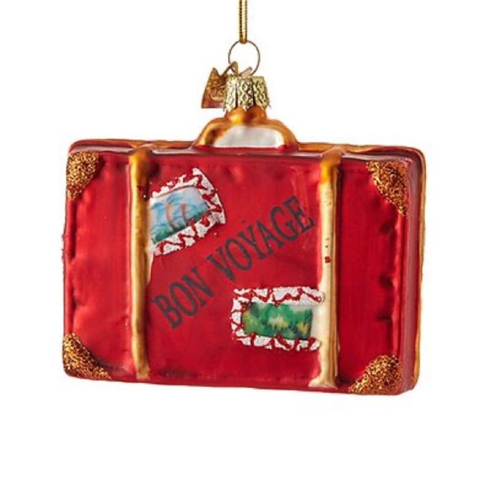 Kurt Adler 3.5in Glass Bon Voyage Suitcase Ornament, NWT 🧳 - Picture 3 of 5